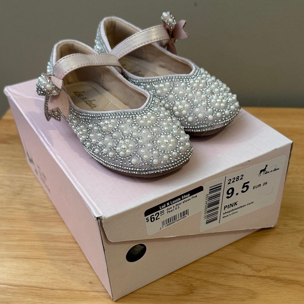 Pink Pearl Embellished Kids Shoes